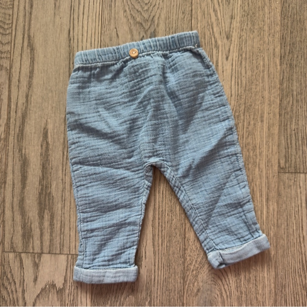 1+ In The Family ‘Francesco’ 100% Cotton Denim Blue Color Baby Pant Unisex Gauze
